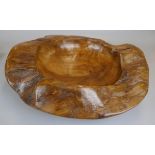 Heavy wooden fruit bowl - Approx D: 49cm