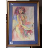 Pastel by Julie deDebaston - Nude - Image size approx: 40cm x 37cm