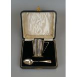 Hallmarked Art Deco silver Christening set - Circa 1930's