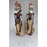 2 unusual Indian puppets - Approx H: 70cm