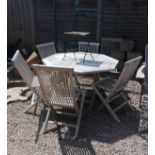 Teak garden table with chairs
