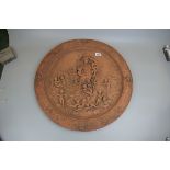Large terracotta relief wall plaque depicting angles & cherubs - Approx diameter: 62cm