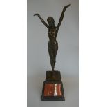 Bronze on marble base - Nude female - Approx H: 55cm