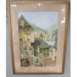 Watercolour - Uzerche 1927 signed A G Smith