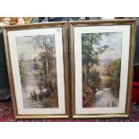 Pair of Swan prints in ornate gilt frames