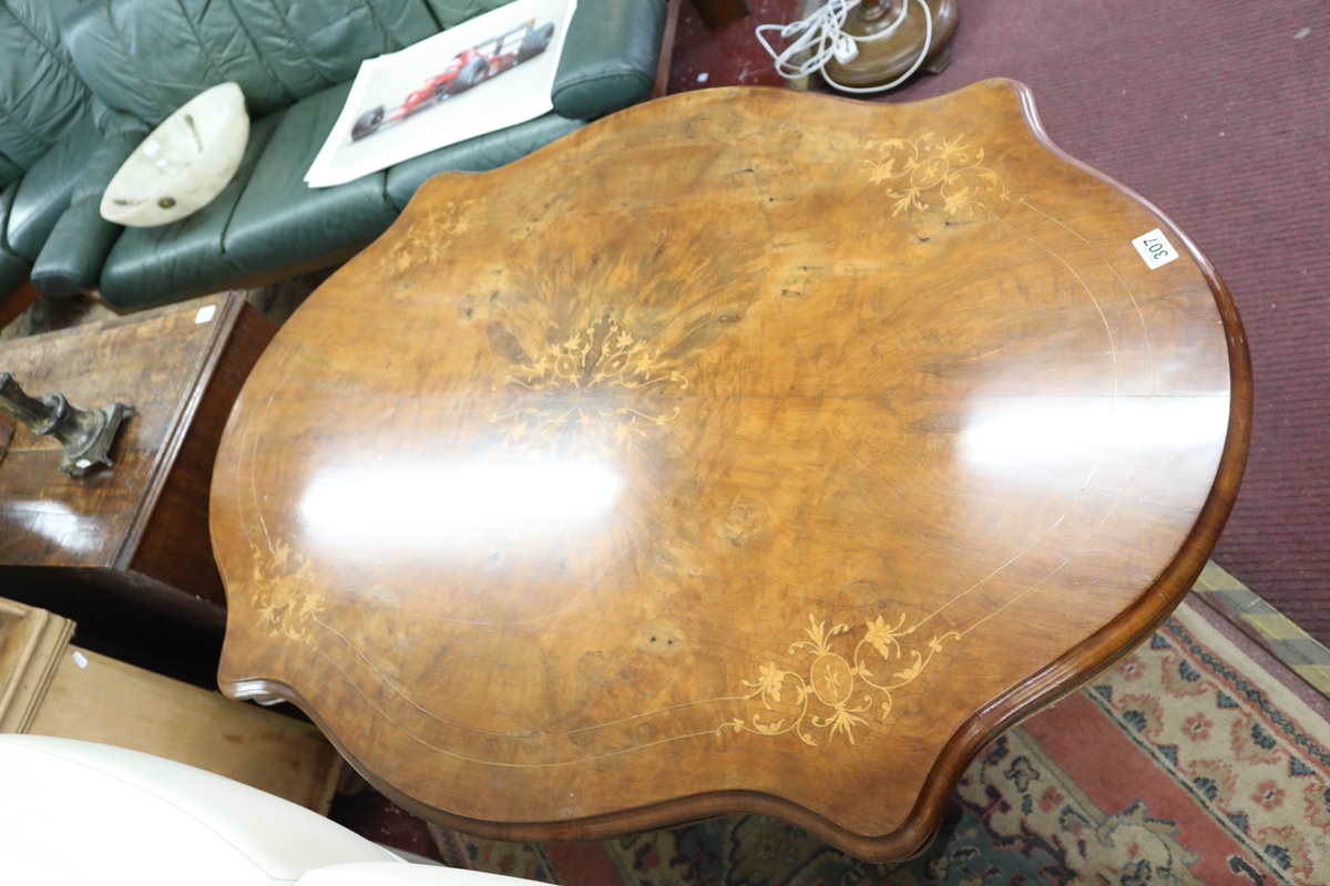 Walnut & inlaid tilt top breakfast table - Image 8 of 11