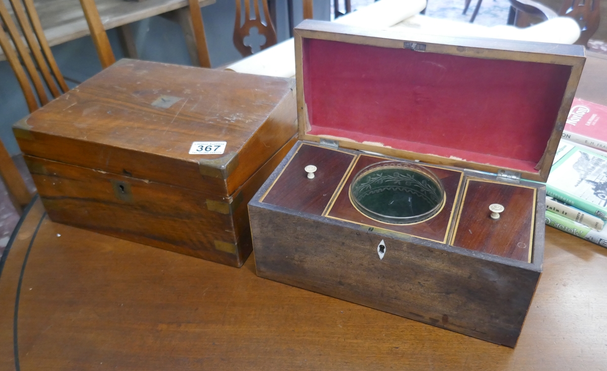 Antique tea caddy with writing slop A/F