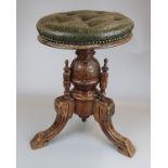 Piano stool with leather seat