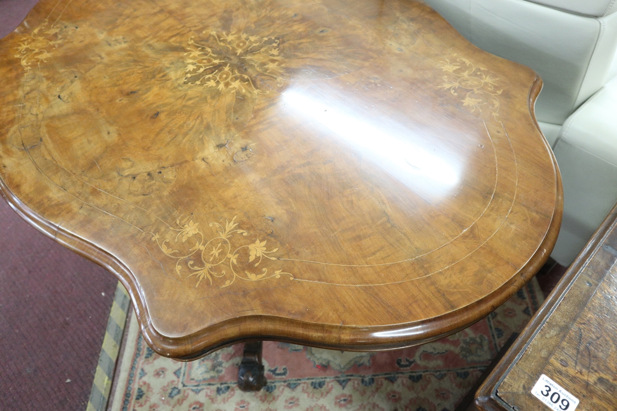 Walnut & inlaid tilt top breakfast table - Image 6 of 11