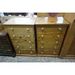 Tall pair of pine chests of drawers - Approx W: 60cm D: 42cm H: 98cm