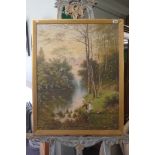 Oil on canvas - River scene