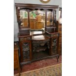 Mahogany Edwardian mirror-back sideboard - Approx W: 122cm D: 48cm H: 185cm