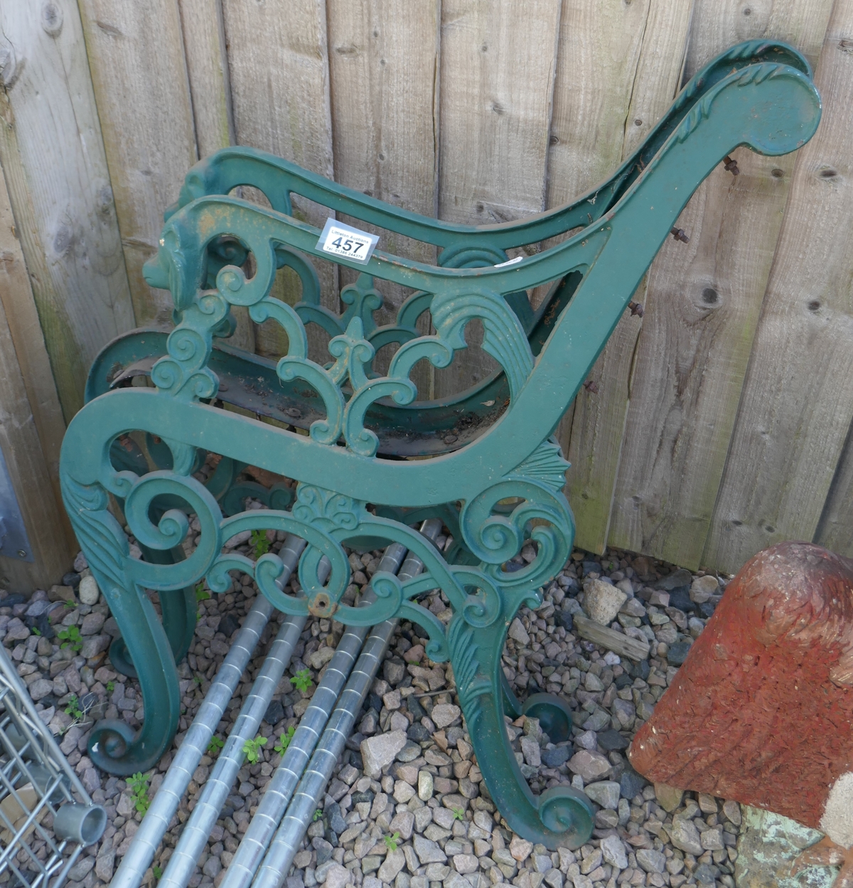 Pair of cast iron bench ends