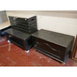 3 pieces of painted black furniture