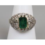 18ct gold emerald & diamond ring