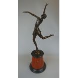 Bronze on marble base - Female dancer - Approx H: 65cm