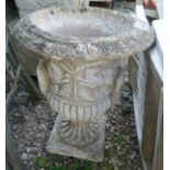 Stone planter on plinth