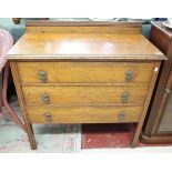 Oak utilitarian chest of drawers