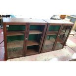 Pair of wall hanging display cabinets, 1 missing a pane of glass - Approx W: 93cm D: 30cm H: 92cm