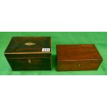 Tea caddy and small mahogany trinket box