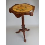 Fine marquetry wine table - Floral theme & signed