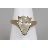 Gold pear shaped diamond solitaire ring (Approx 3.5ct)