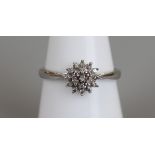 White gold diamond cluster ring