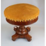Victorian adjustable piano stool with inlay