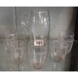 Glass lemonade set adorned with grapes engraving