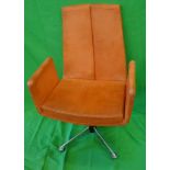 Mid-century Italian designer leather office chair