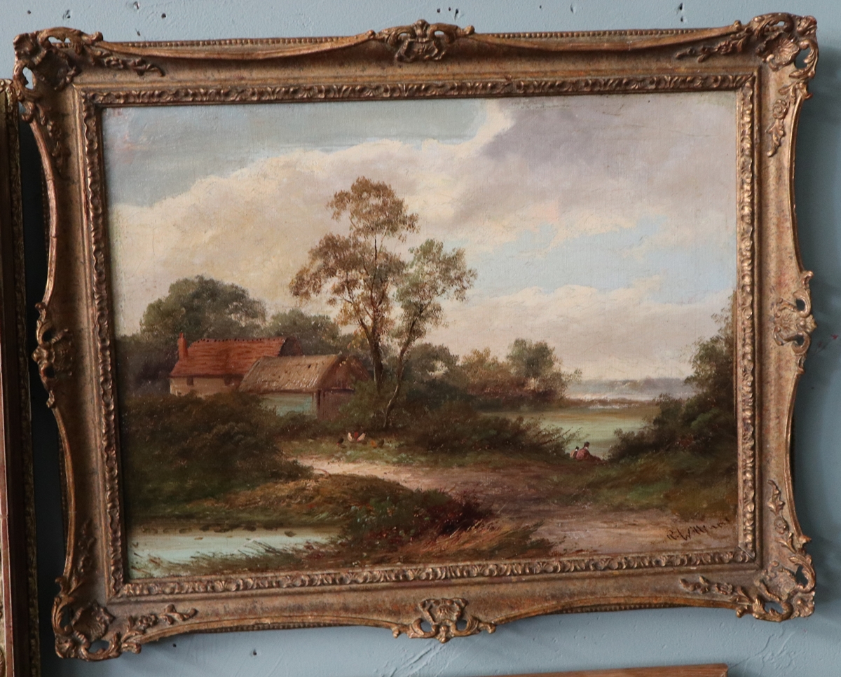 R Williams - Circa 1850 - Oil on Canvas - Farmyard scene