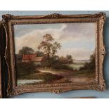 R Williams - Circa 1850 - Oil on Canvas - Farmyard scene