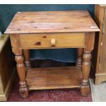 Pine side table with drawer