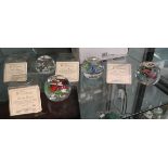 Set of 4 L/E Whitefriars paperweights with certificates and stands - The Four Seasons