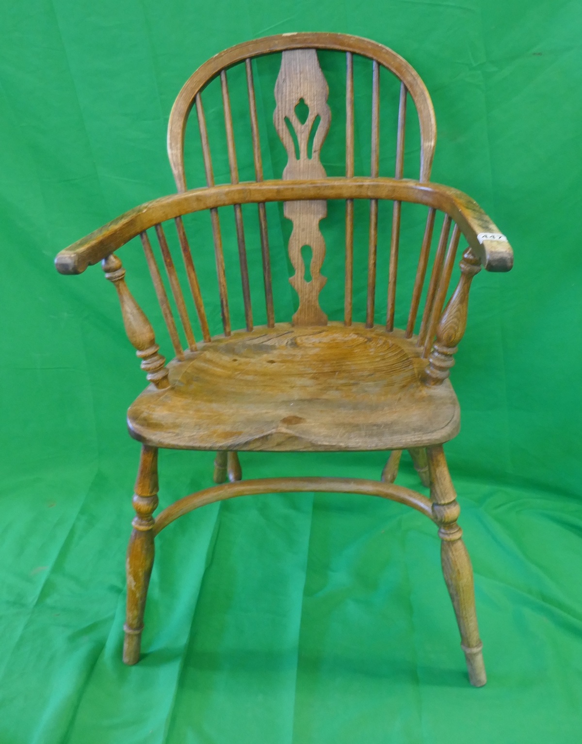 Stick back country kitchen armchair with crinoline stretcher