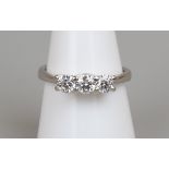 18ct white gold 3 stone diamond ring