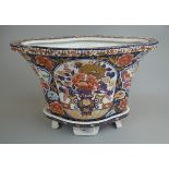 Ornate ceramic plant pot on stand - Approx H: 26cm