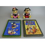 2 1940's Micky Mouse annuals together with Micky Mouse & Minnie Mouse soft toy