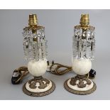 Pair of lustre antique table lamps - Approx H: 27cm