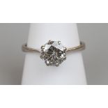 18ct white gold diamond (approx 2ct) solitaire ring