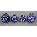 4 blue & white Ginger jars