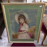 Framed tapestry of girl