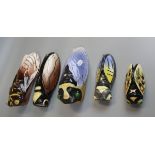 5 French ceramic Cicada wall pockets