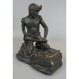 Bronzed figure of minor - Approx H: 21cm