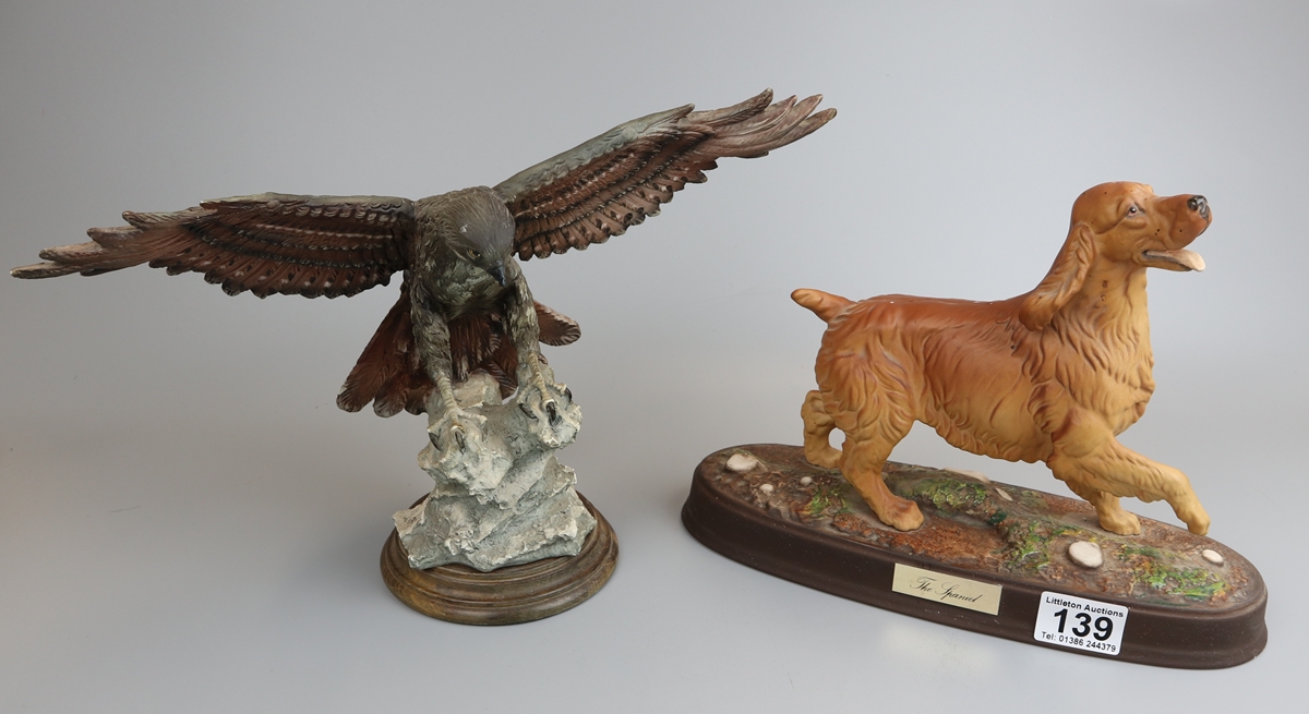 Royal Doulton ceramic dog together with ceramic eagle figure