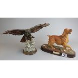 Royal Doulton ceramic dog together with ceramic eagle figure