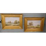 Pair of rare Esta Lewis watercolours - Royal Doulton artist