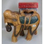 Large carved hardwood elephant - Approx H: 50cm