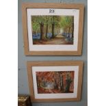 Pair of woodland watercolours signed J Greenfield