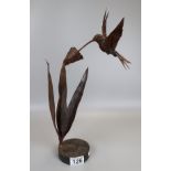 Metal figure of hummingbird A/F - Approx H: 40.5cm